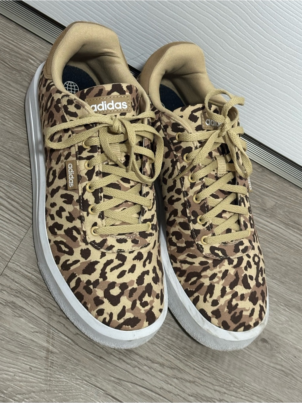 adidas Leopard Canvas Low-Top Sneakers - Tan, Brown